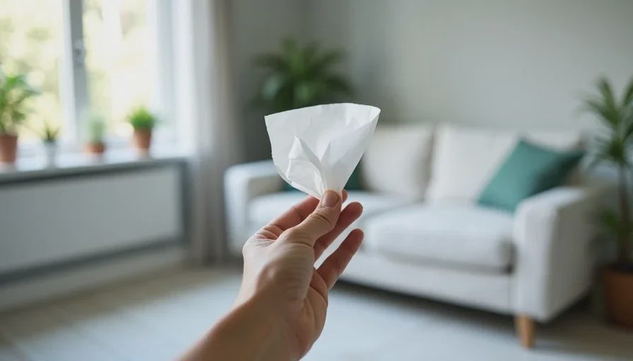 Tissue paper test for cross-ventilation airflow.
