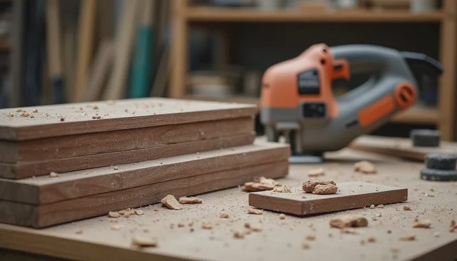 Building walnut corner shelf in garage workshop.